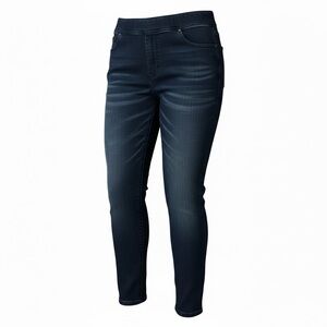 Eileen Fisher Pull On Skinny Blue Jeans Women’s Large Elastic Waist Stretch Y2K